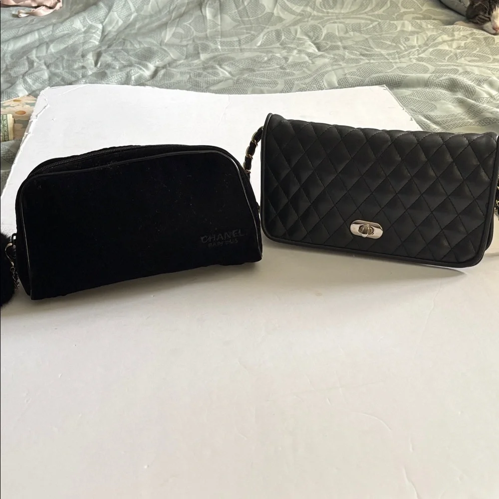 CHANEL (PARFUM) BLACK VELVET BAG…CLUTCH/MAKEUP BAG/ANYTHING BAG😊❤️😊